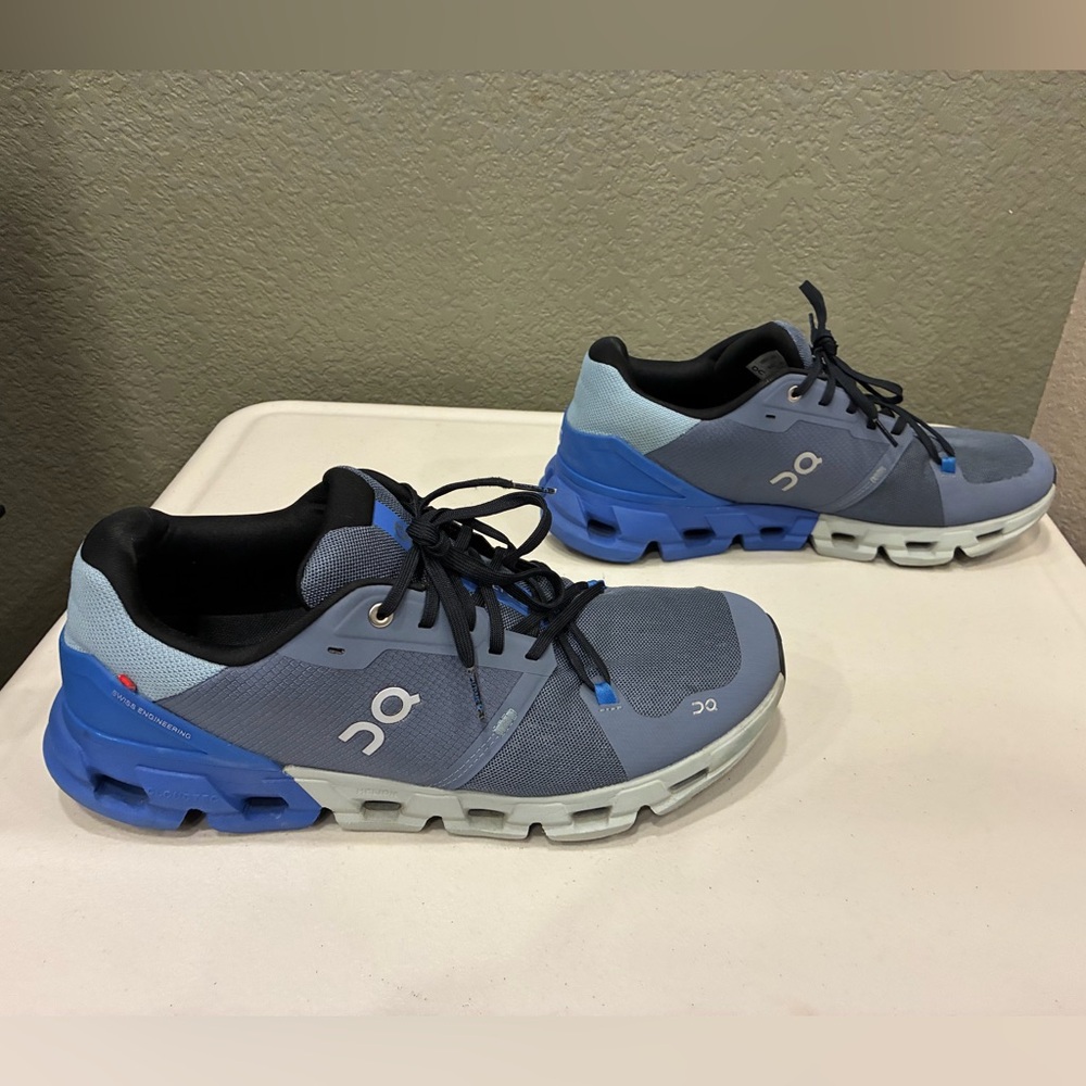 On Cloud Cloudflyer 4 Shoes Mens Size 12 Metal Lapis Blue Sneakers Running